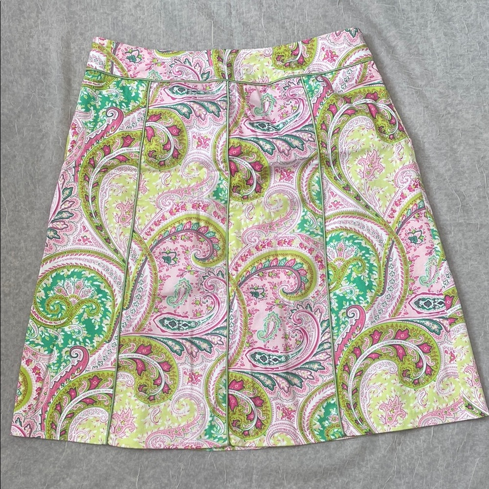 Chadwick’s Pink & Green Paisley Knee-Length A-Line Skirt. Size 12 - Picture 1 of 12